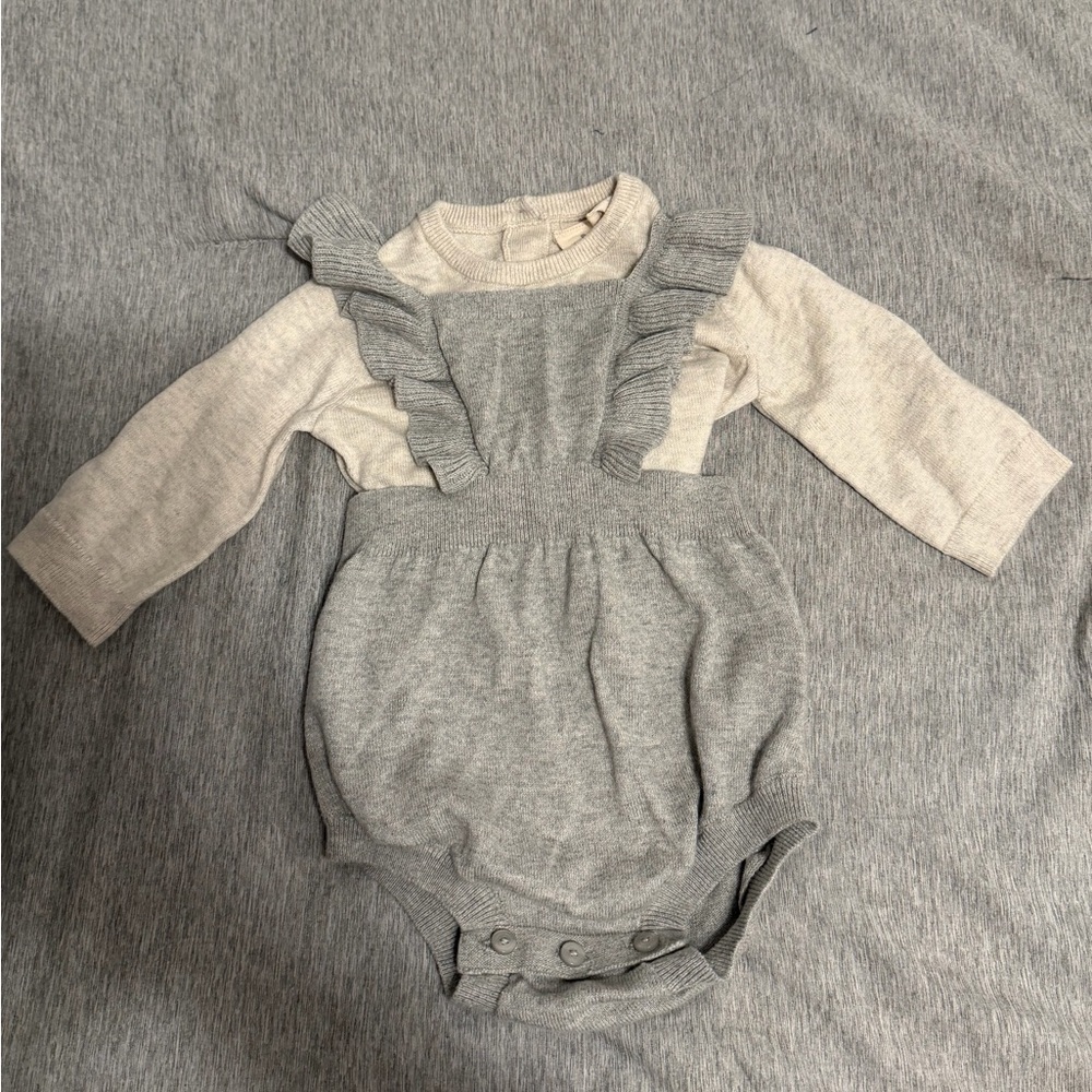 Gray Ruffled Kids One Piece